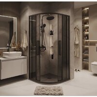 Душевой уголок Grossman Cosmo 80x80x195 301.K33.02.8080.21.10 (черный матовый/тонированное стекло) - Превью изображения №7 — Интернет-магазин samo.by