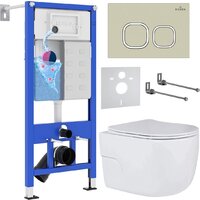 Roxen Porto в комплекте с инсталляцией StounFix Dual Fresh 6 в 1 966529 (кнопка: бежевый)