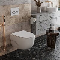 Унитаз подвесной Roxen Porto в комплекте с инсталляцией StounFix Dual Fresh 6 в 1 966529 (кнопка: бежевый) - Превью изображения №10 — Интернет-магазин samo.by