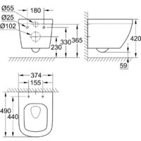 Унитаз подвесной Grohe Euro 3920600H (без сиденья) - Превью изображения №4 — Интернет-магазин samo.by
