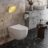 Унитаз подвесной Roxen Porto в комплекте с инсталляцией StounFix Dual Fresh 6 в 1 968015 (кнопка: золото глянцевое ) - Превью изображения №9 — Интернет-магазин samo.by