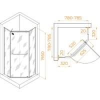 Душевой уголок RGW PA-081B 35088188-14 80x80 (черный/прозрачное стекло) - Превью изображения №2 — Интернет-магазин samo.by