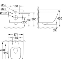 Унитаз подвесной Grohe Euro 39206000 (без сиденья) - Превью изображения №4 — Интернет-магазин samo.by