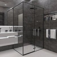 Душевая стенка Veconi 80x195 KP07B-80-01-C4 (стекло прозрачное/черный) - Превью изображения №2 — Интернет-магазин samo.by