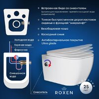 Унитаз подвесной Roxen Cube Bidet 530135-01X Rimless Soft Close с функцией биде - Превью изображения №11 — Интернет-магазин samo.by
