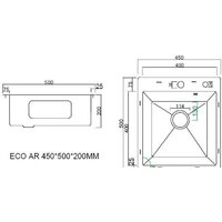 Кухонная мойка ARFEKA ECO AR 450*500 GOLD PVD NANO - Превью изображения №3 — Интернет-магазин samo.by