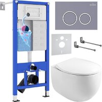 Унитаз подвесной Roxen Egg в комплекте с инсталляцией StounFix Dual Fresh 6 в 1 966160 (кнопка: серый бетон) - Превью изображения №2 — Интернет-магазин samo.by