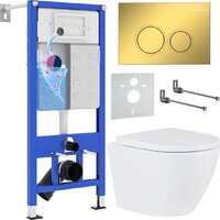 Унитаз подвесной Roxen Antares в комплекте с инсталляцией StounFix Dual Fresh 6 в 1 968011 (кнопка: золото глянцевое ) - Превью изображения №1 — Интернет-магазин samo.by