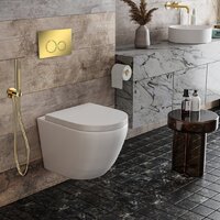 Унитаз подвесной Roxen Antares в комплекте с инсталляцией StounFix Dual Fresh 6 в 1 968011 (кнопка: золото глянцевое ) - Превью изображения №8 — Интернет-магазин samo.by