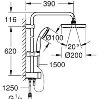 Душевая система  Grohe New Tempesta System 200 27389002 - Превью изображения №2 — Интернет-магазин samo.by