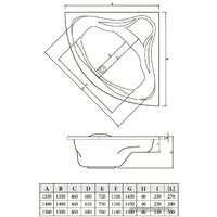 Ванна Bonito Home Andro 140x140 (с ножками) - Превью изображения №3 — Интернет-магазин samo.by