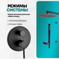 Душевая система  Grocenberg GB5099BL-3 (черный матовый) - Превью изображения №9 — Интернет-магазин samo.by