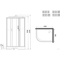 Душевая кабина Niagara NG-3312-14R 120x80x215 (матовое стекло) - Превью изображения №3 — Интернет-магазин samo.by