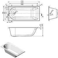 Ванна Bonito Home Bora 150x70 BH-BO-801-150/St (с ножками) - Превью изображения №4 — Интернет-магазин samo.by