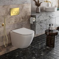 Унитаз подвесной Roxen Antares в комплекте с инсталляцией StounFix Dual Fresh 6 в 1 968010 (кнопка: золото глянцевое ) - Превью изображения №8 — Интернет-магазин samo.by