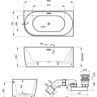 Ванна Wellsee Belle Spa 150x75 235702003 (пристенная ванна (правая) белый глянец, экран, каркас, сифон-автомат матовый черный) - Превью изображения №10 — Интернет-магазин samo.by
