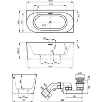 Ванна Wellsee Collaro 180x80 28910603R (пристенная ванна (правая) белый глянец, экран, ножки, сифон-автомат матовый черный) - Превью изображения №10 — Интернет-магазин samo.by