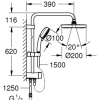 Душевая система  Grohe New Tempesta Cosmopolitan System 200 27394002 - Превью изображения №5 — Интернет-магазин samo.by