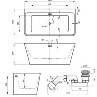 Ванна Wellsee Graceful Pro 168x80 230903003 (отдельностоящая ванна белый глянец, экран, ножки, сифон-автомат матовый черный) - Превью изображения №10 — Интернет-магазин samo.by