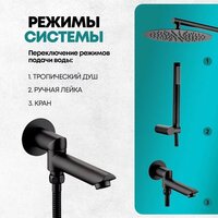 Душевая система  Grocenberg GB5099BL-1 (черный матовый) - Превью изображения №10 — Интернет-магазин samo.by