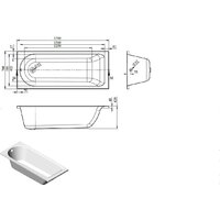 Ванна Bonito Home Bora 170x70 BH-BO-801-170/St (с ножками) - Превью изображения №4 — Интернет-магазин samo.by