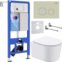Roxen Simple Compact в комплекте с инсталляцией StounFix Dual Fresh 6 в 1 966278 (кнопка: бежевый)