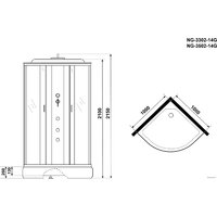 Душевая кабина Niagara NG-3302-14G 100x100x215 (матовое стекло) - Превью изображения №3 — Интернет-магазин samo.by
