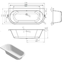 Ванна Bonito Home Aura 170x75 BH-AU-104-170W/St (с ножками) - Превью изображения №5 — Интернет-магазин samo.by