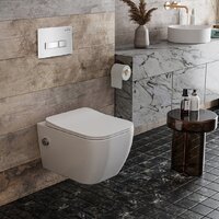 Унитаз подвесной Roxen Cube Bidet One Rimless 6 в 1 StounFix Dual Fresh 640526 (белое стекло) - Превью изображения №11 — Интернет-магазин samo.by