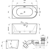 Ванна Wellsee Belle Spa 150x75 235701002 (пристенная ванна (левая) белый глянец, экран, каркас, сифон-автомат глянцевый белый) - Превью изображения №10 — Интернет-магазин samo.by
