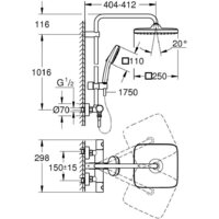 Душевая система  Grohe Tempesta System 250 Cube 26689001 - Превью изображения №6 — Интернет-магазин samo.by