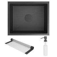 Кухонная мойка Roxen Uno 560210-54BS под столешницу графит/текстурная поверхность (ролл-мат, дозатор, сифон) - Превью изображения №4 — Интернет-магазин samo.by