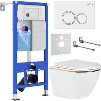 Roxen Antares Gold в комплекте с инсталляцией StounFix Dual Fresh 6 в 1 728092 (кнопка: белый глянец)