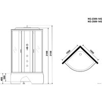 Душевая кабина Niagara NG-2309-14G 100x100x215 (матовое стекло) - Превью изображения №3 — Интернет-магазин samo.by