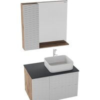 Grossman Шкаф с зеркалом Альба 80 L 208006 (веллингтон/белый) - Превью изображения №3 — Интернет-магазин samo.by
