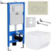 Унитаз подвесной Roxen Boro в комплекте с инсталляцией StounFix Dual Fresh 6 в 1 966244 (кнопка: бежевый) - Превью изображения №2 — Интернет-магазин samo.by
