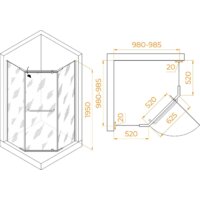 Душевой уголок RGW PA-081B 35088100-14 100x100 (черный/прозрачное стекло) - Превью изображения №2 — Интернет-магазин samo.by