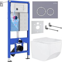 Унитаз подвесной Roxen Boro в комплекте с инсталляцией StounFix Dual Fresh 6 в 1 966110 (кнопка: серый бетон) - Превью изображения №2 — Интернет-магазин samo.by