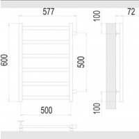 Полотенцесушитель TERMINUS Аврора П6 500x600 (с боковым подключением 500, RAL 9005) - Превью изображения №2 — Интернет-магазин samo.by