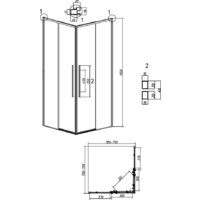 Душевой уголок Grossman Galaxy 80x80x195 300.K33.01.8080.21.00 (черный матовый/прозрачное стекло) - Превью изображения №11 — Интернет-магазин samo.by
