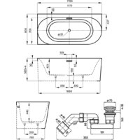 Ванна Wellsee Collaro 170x80 28910304R (пристенная ванна (левая) белый глянец, экран, ножки, сифон-автомат золото) - Превью изображения №10 — Интернет-магазин samo.by