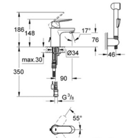 Смеситель с лейкой для биде Grohe Eurosmart Cosmopolitan 23125000 - Превью изображения №2 — Интернет-магазин samo.by