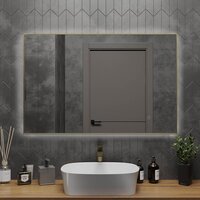  Roxen Зеркало Frida c подсветкой 510215-120 (120x70) в тонком металлическом профиле в цвете брашированное золото - Превью изображения №4 — Интернет-магазин samo.by