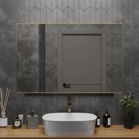  Roxen Зеркало Frida c подсветкой 510215-120 (120x70) в тонком металлическом профиле в цвете брашированное золото - Превью изображения №2 — Интернет-магазин samo.by