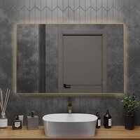  Roxen Зеркало Frida c подсветкой 510215-120 (120x70) в тонком металлическом профиле в цвете брашированное золото - Превью изображения №3 — Интернет-магазин samo.by