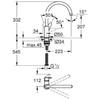 Смеситель Grohe Baucurve 31231001 - Превью изображения №2 — Интернет-магазин samo.by