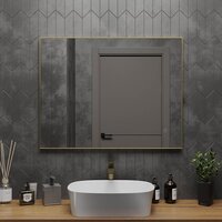  Roxen Зеркало Frida c подсветкой 510215-90 (90x70) в тонком металлическом профиле в цвете брашированное золото - Превью изображения №2 — Интернет-магазин samo.by