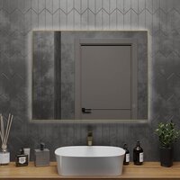  Roxen Зеркало Frida c подсветкой 510215-90 (90x70) в тонком металлическом профиле в цвете брашированное золото - Превью изображения №4 — Интернет-магазин samo.by