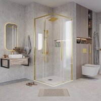 Душевой уголок Grossman Galaxy 90x90x195 300.K33.01.9090.32.00 (золото сатин/прозрачное стекло) - Превью изображения №8 — Интернет-магазин samo.by