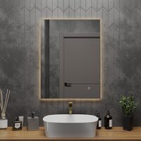  Roxen Зеркало Frida c подсветкой 510215-60 (60x80) в тонком металлическом профиле в цвете брашированное золото - Превью изображения №5 — Интернет-магазин samo.by